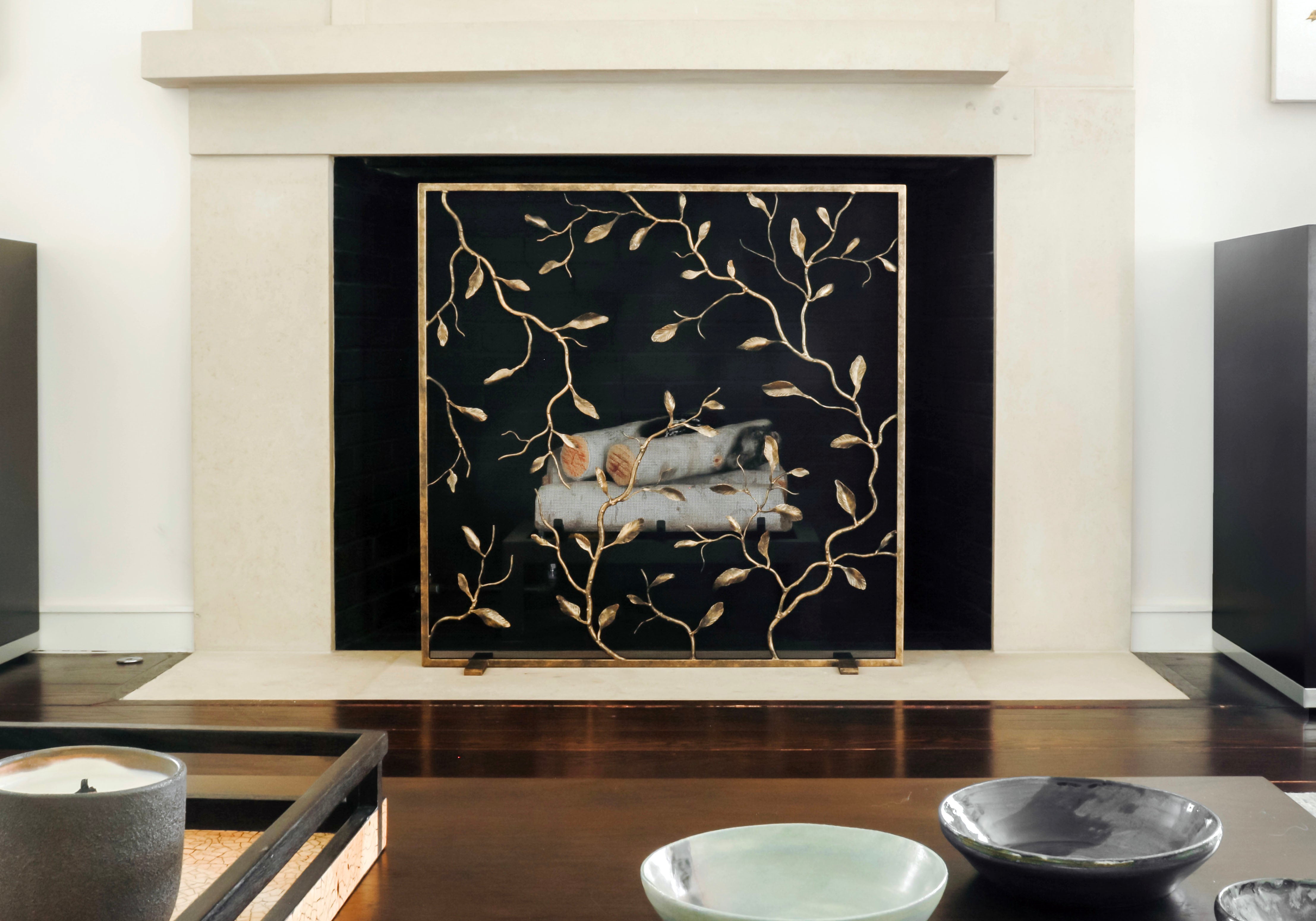 Lennox Elegant Leaf Fireplace Screen