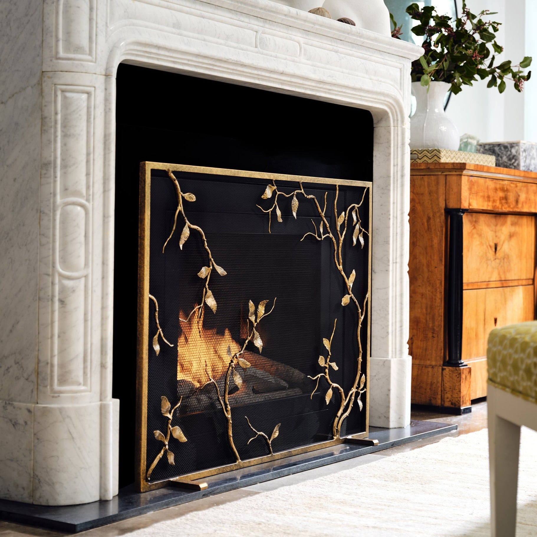 Lennox Fireplace Screen in Aged Gold
