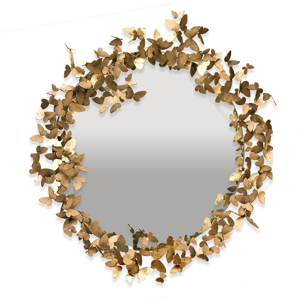 Butterfly Mirror in Aged Gold Finish 