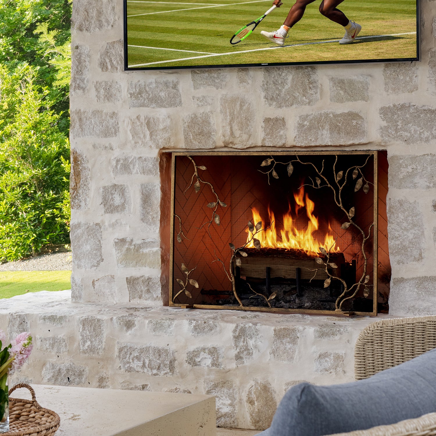 Lennox Fireplace Screen in Aged Gold