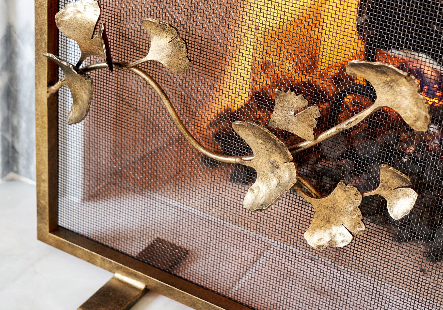 fireplace screen gold