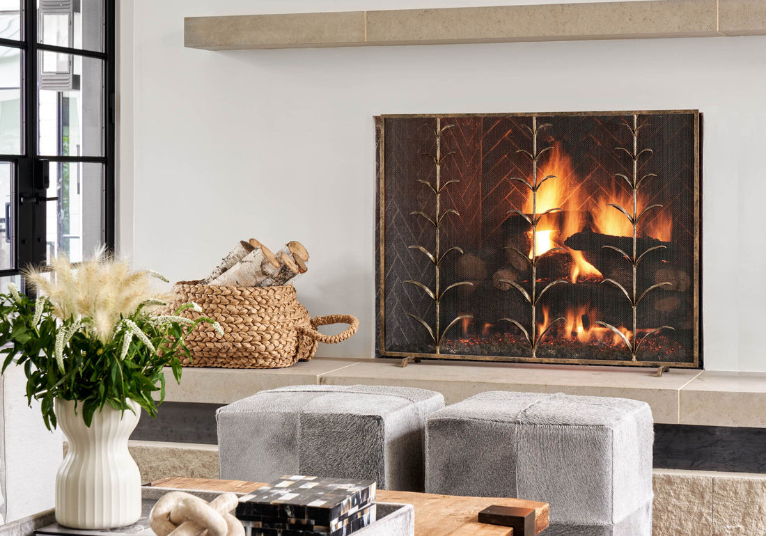 Lily stems fireplace screen inspired by nature