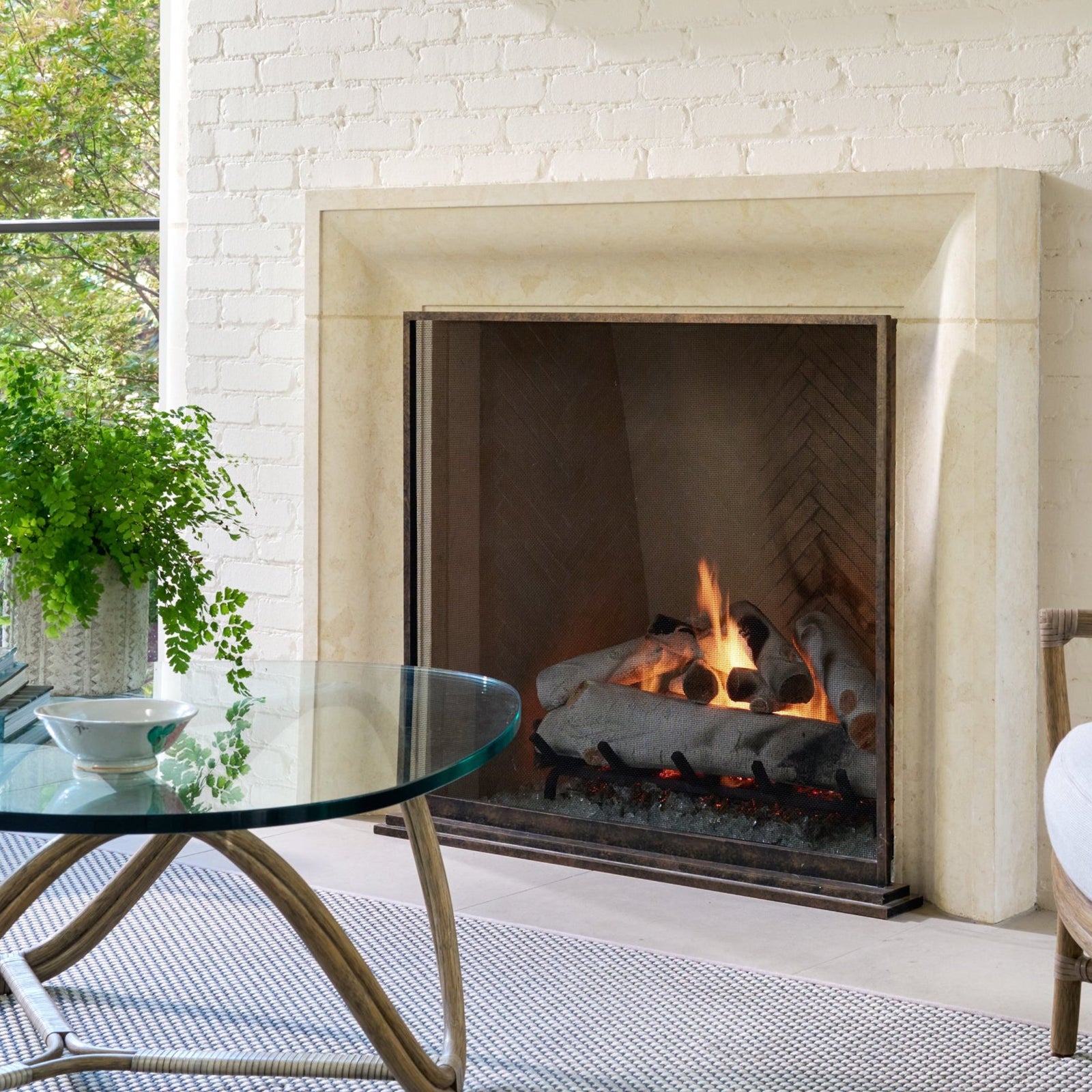 August Fireplace Screen installed in a finished interior