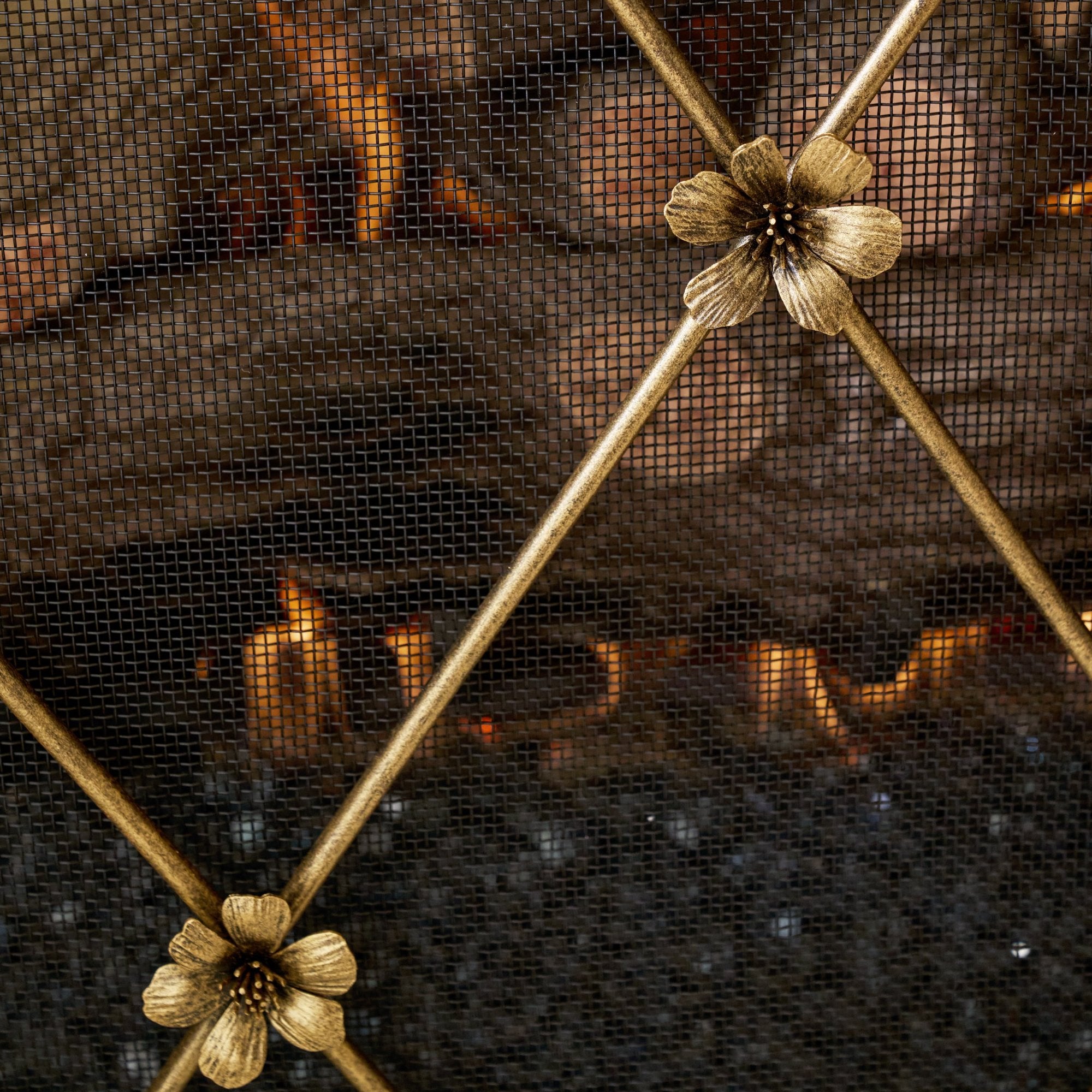 Flora Fireplace Screen in Aged Gold