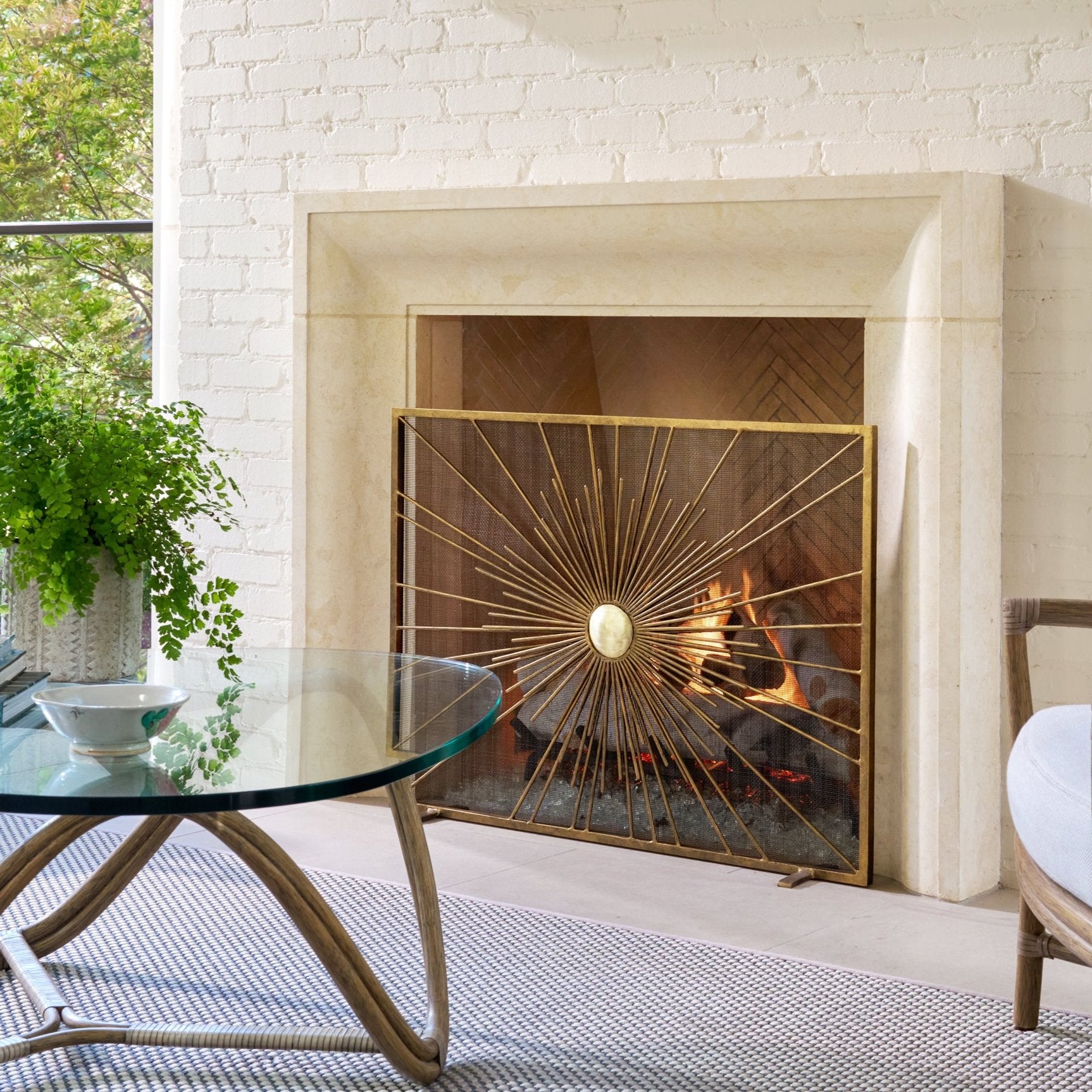 Sunburst Fireplace Screen in Aged Silver – Claire Crowe Collection