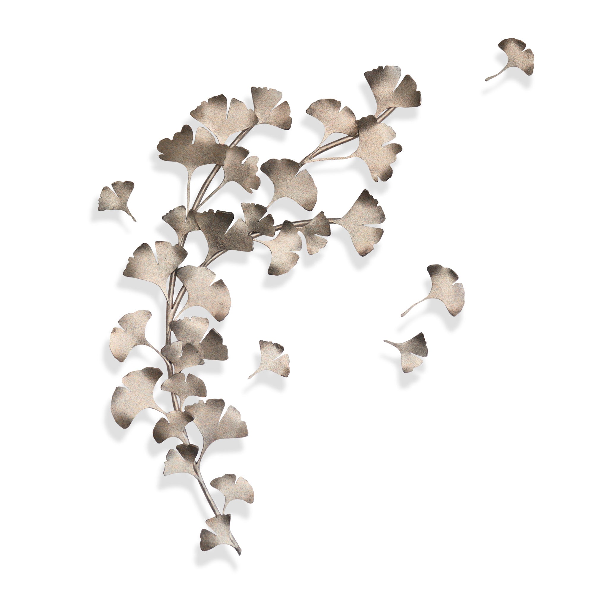 Ginkgo Wall Sculpture in Aged Silver
