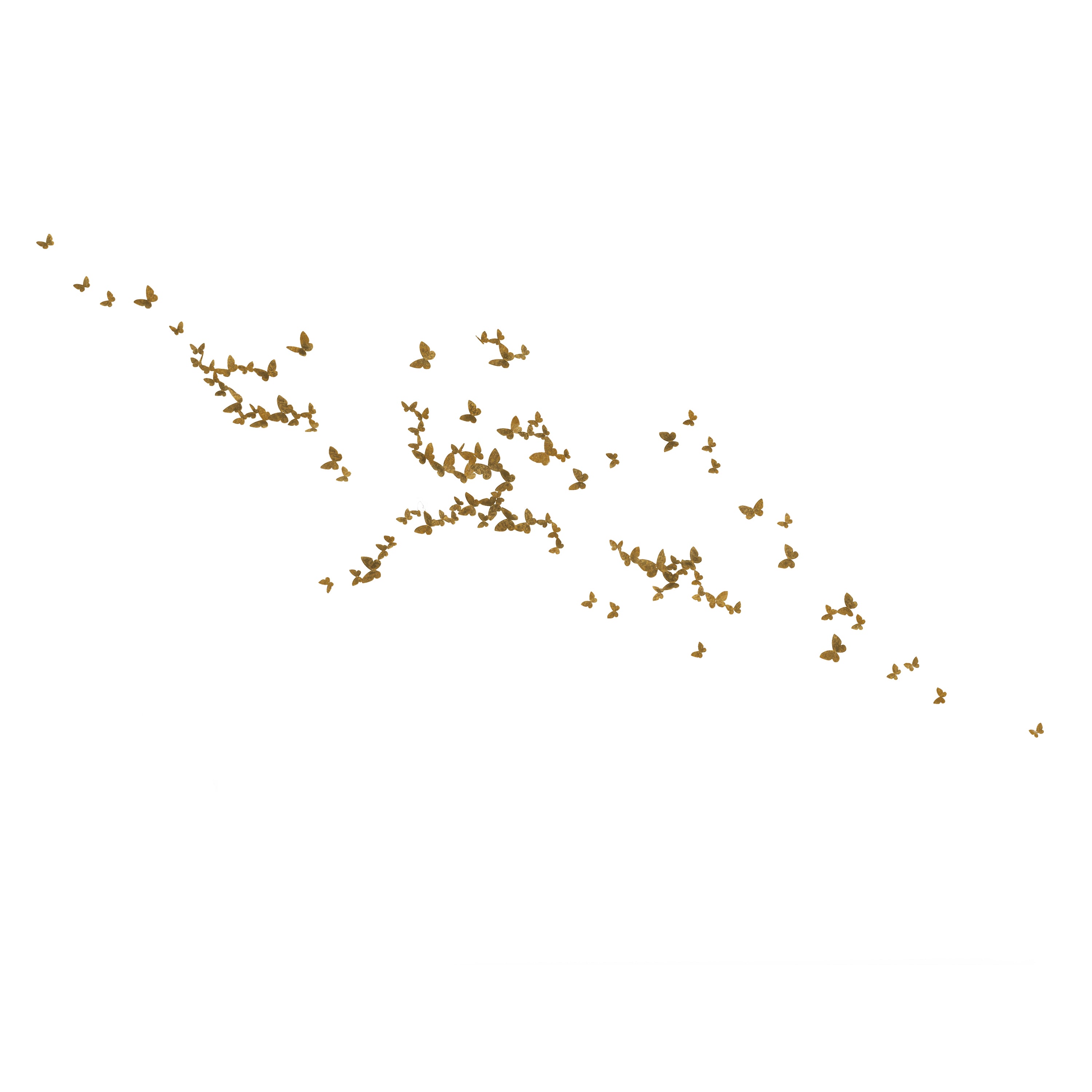 Butterfly Wall Art - Large Horizontal, Flight Left in Aged Gold