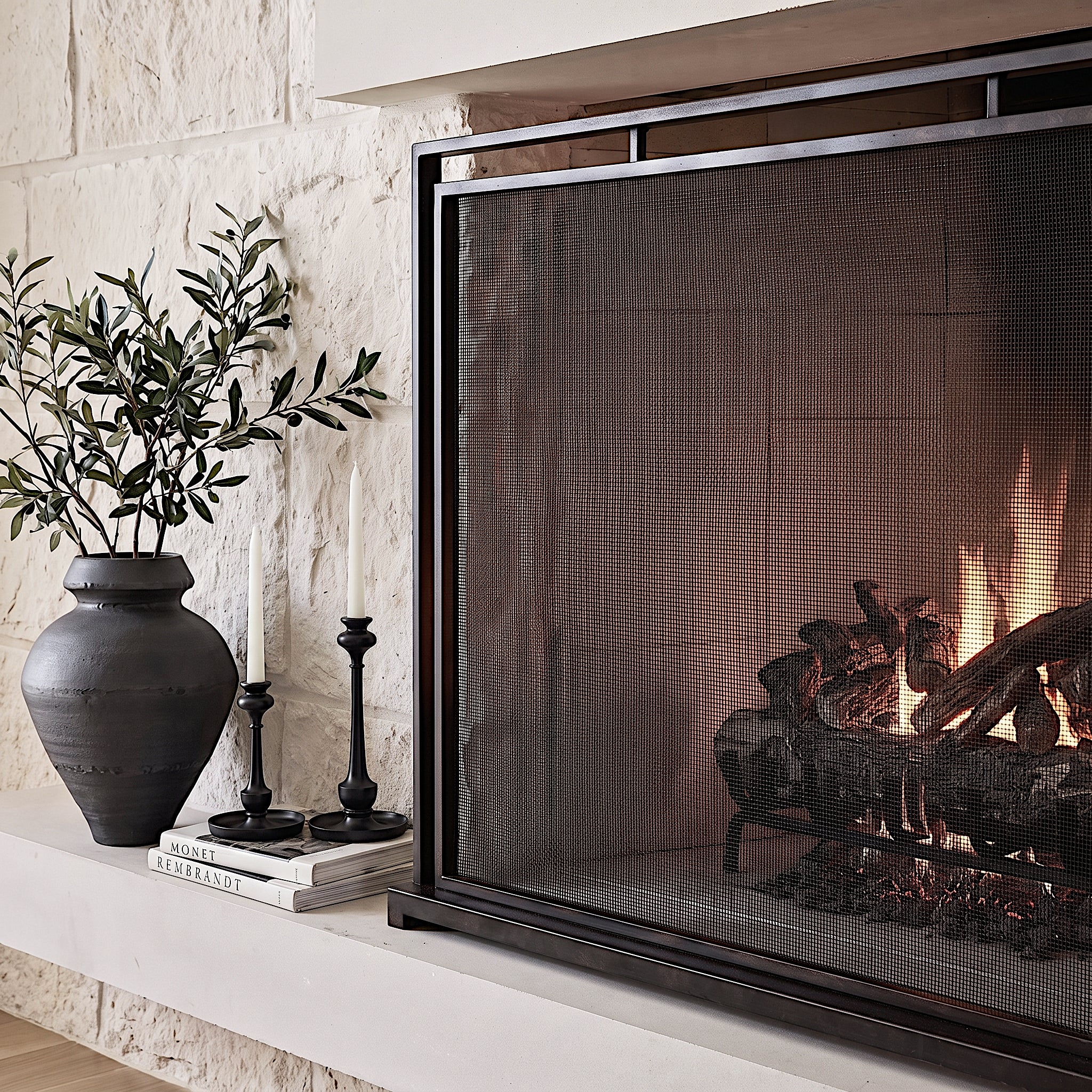 Alden Fireplace Screen in Tobacco
