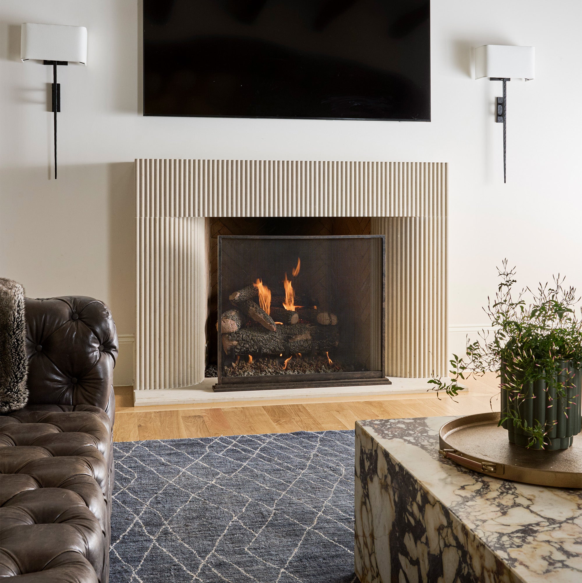 Modern Gold Fireplace Screen | Luxury Custom Design | Claire Crowe