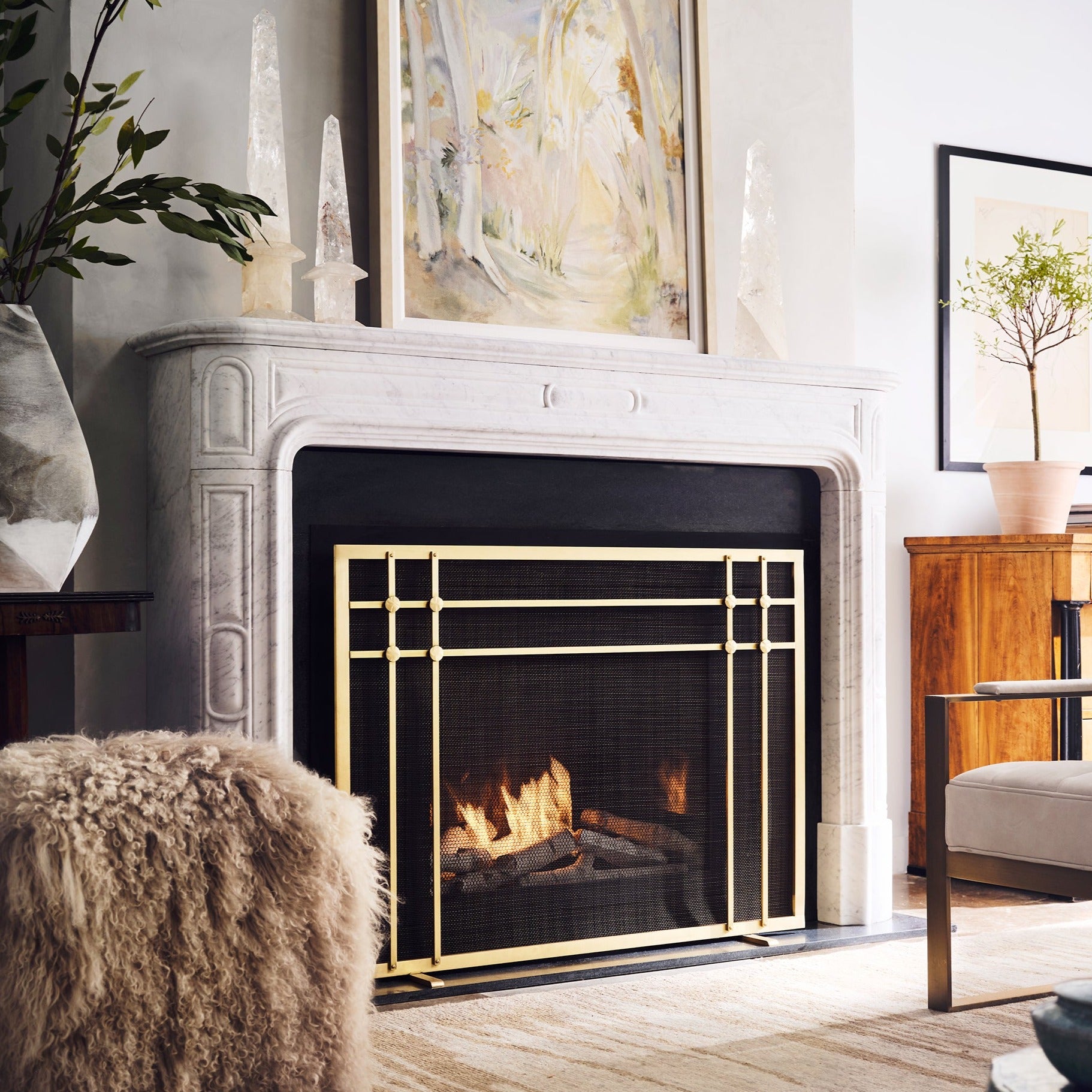 simple brass fire screen