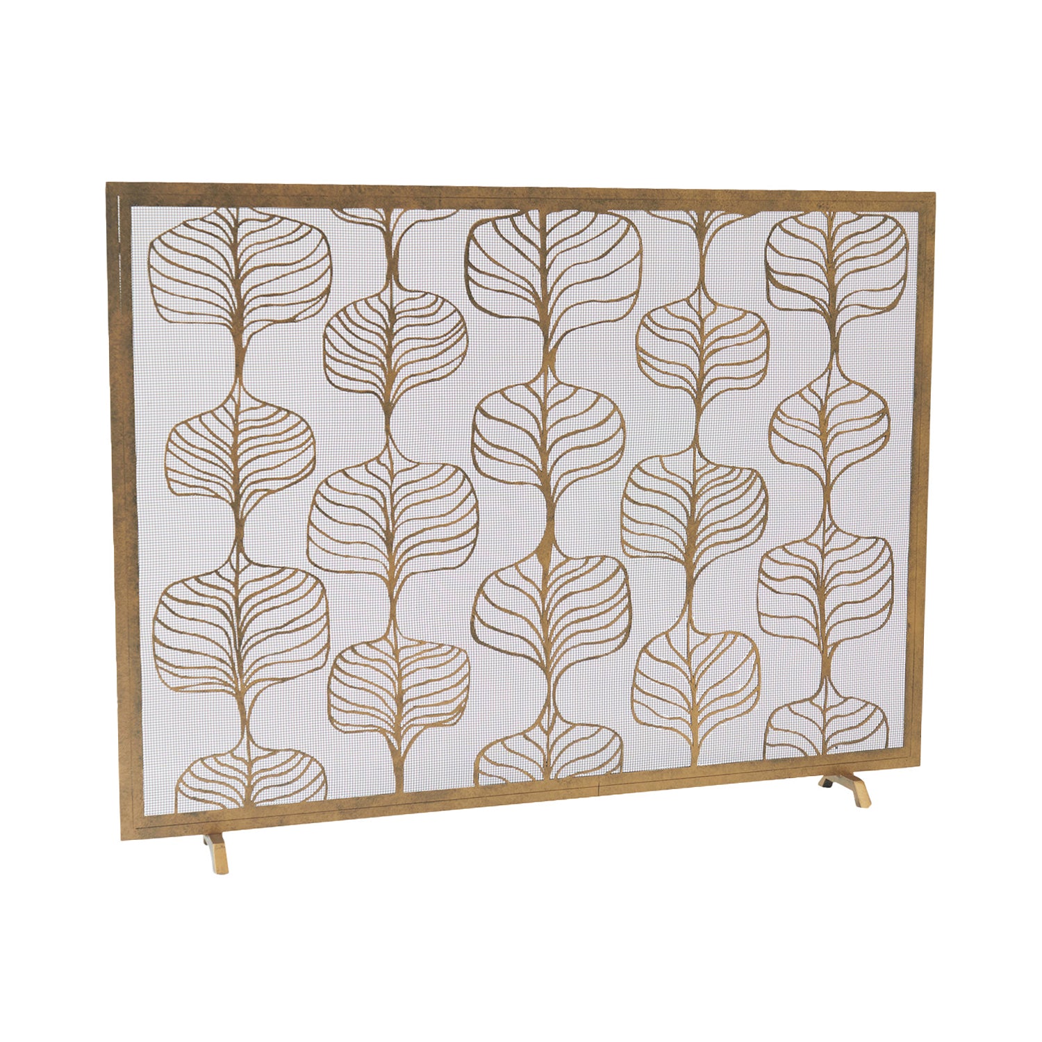 Fig Leaf Fireplace Screen in Aged Gold