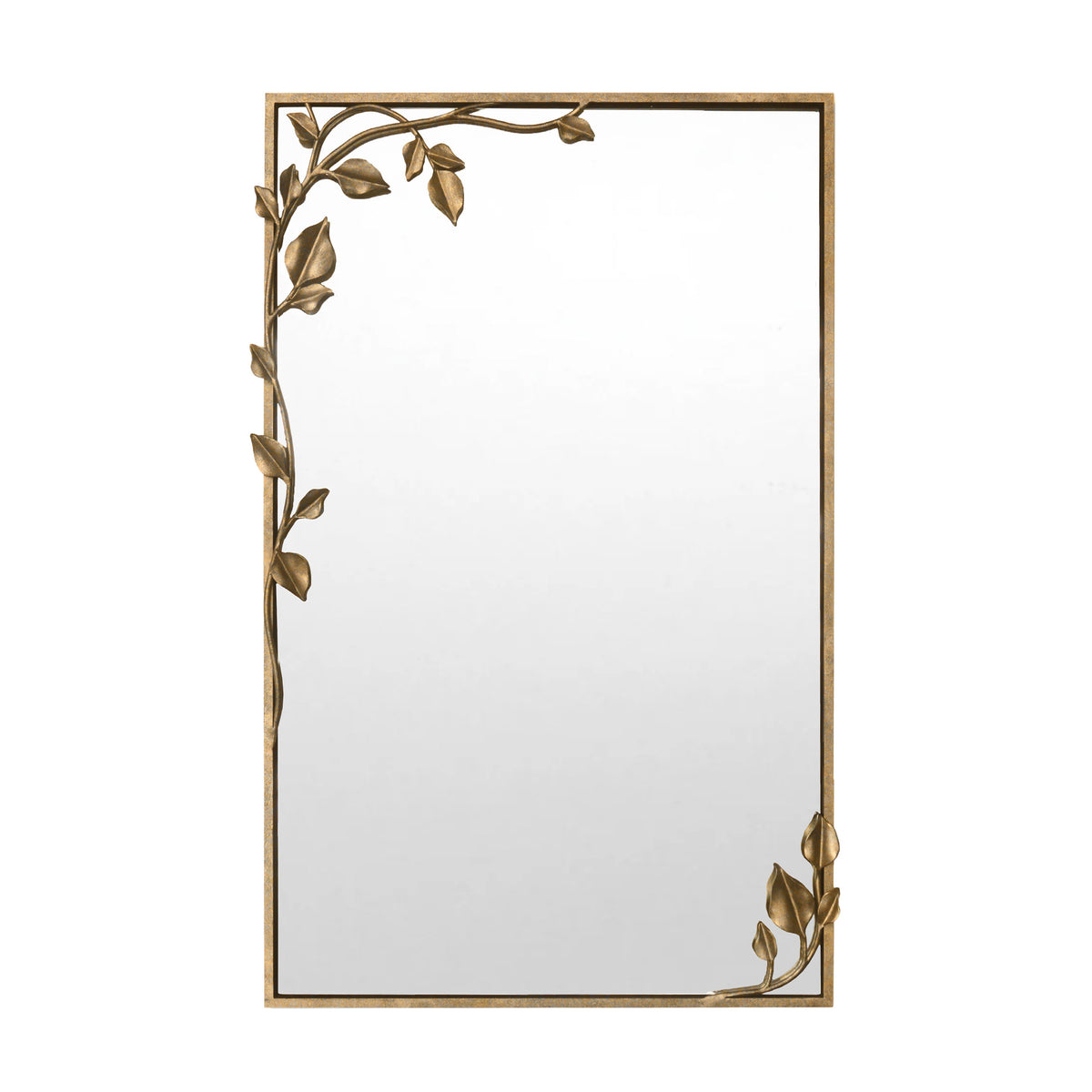 Graceful Mirror with hand-formed vines and leaves in Aged Gold