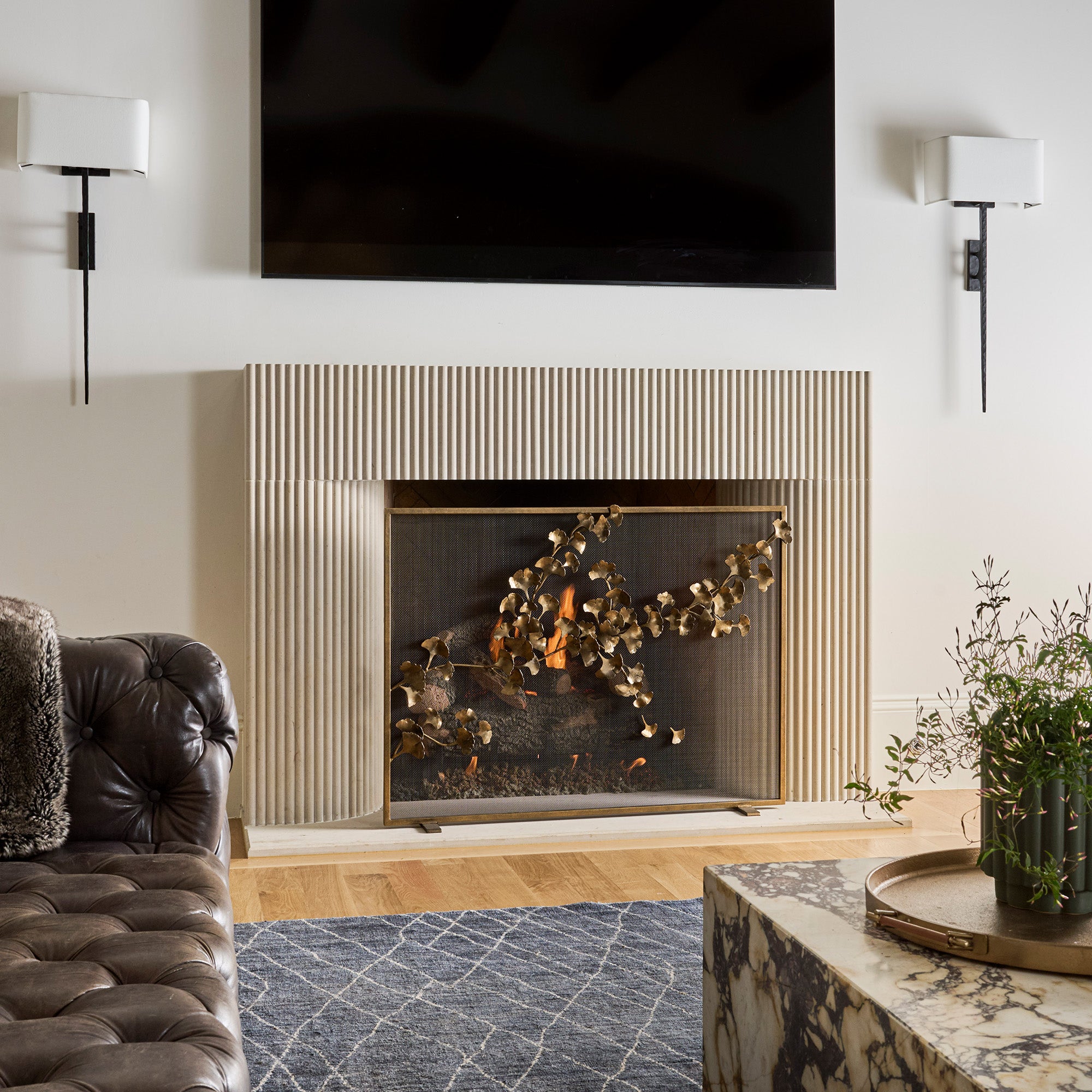 Ginkgo Leaf Fireplace Screen | Claire Crowe Collection