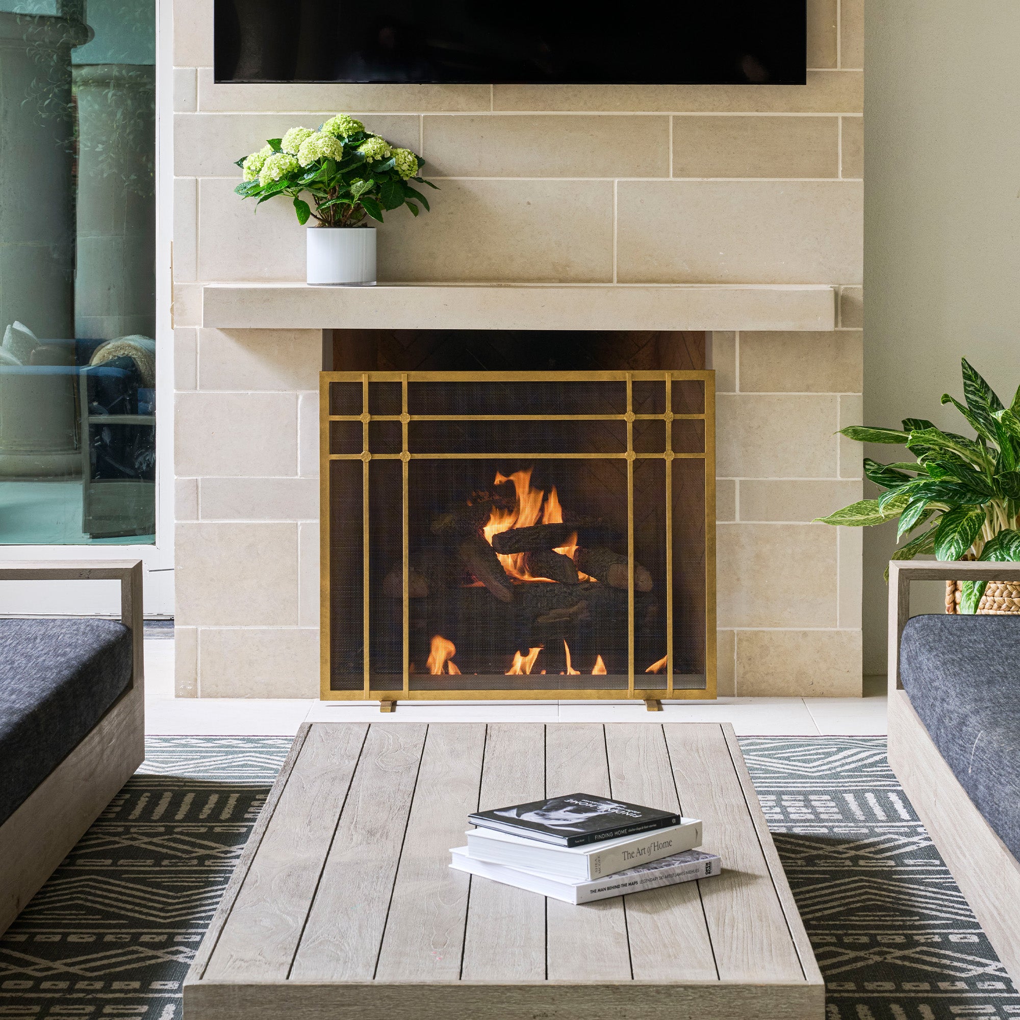 Henry Fireplace Screen | Hand-Forged Geometric Fire Screen