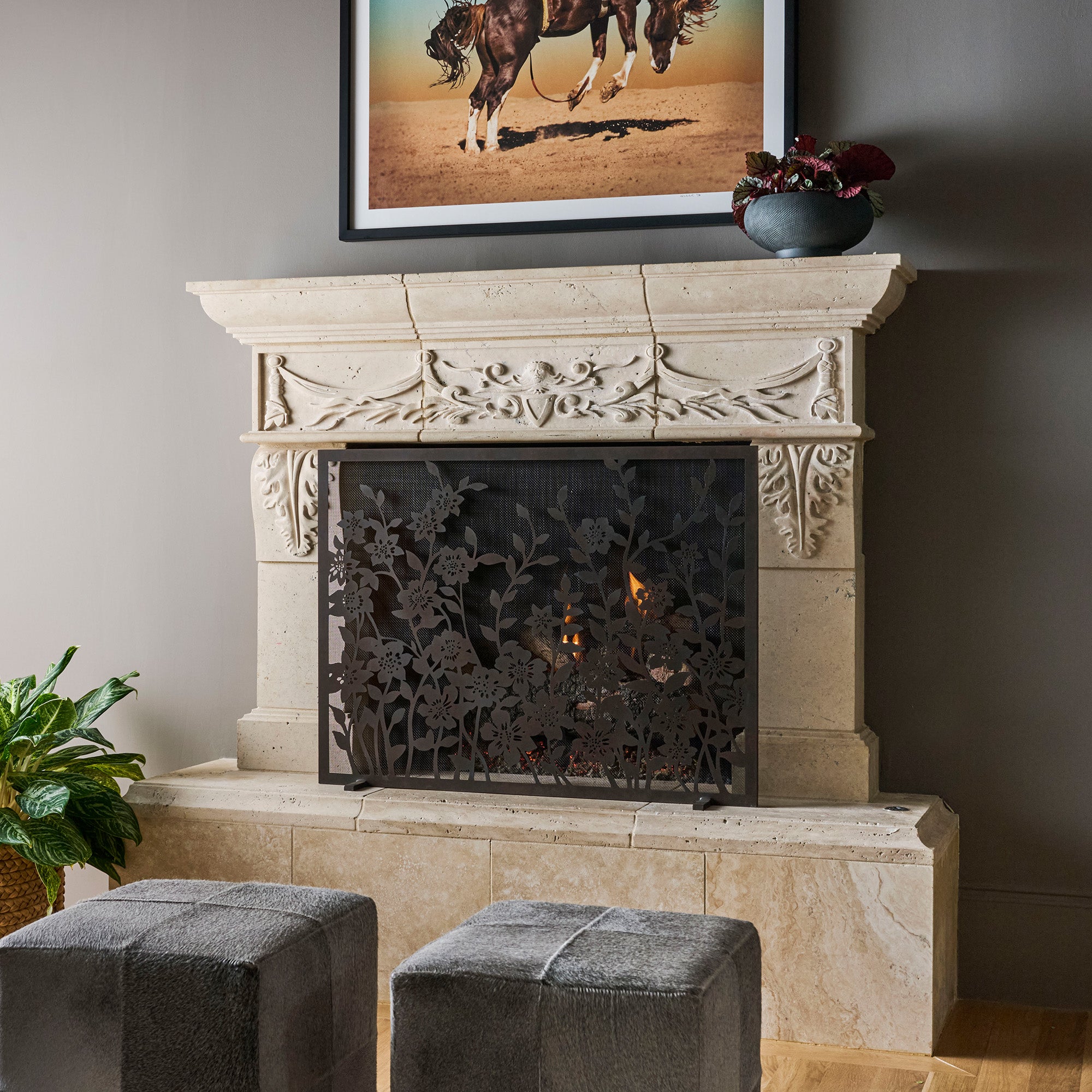 Lacey Fireplace Screen in Tobacco