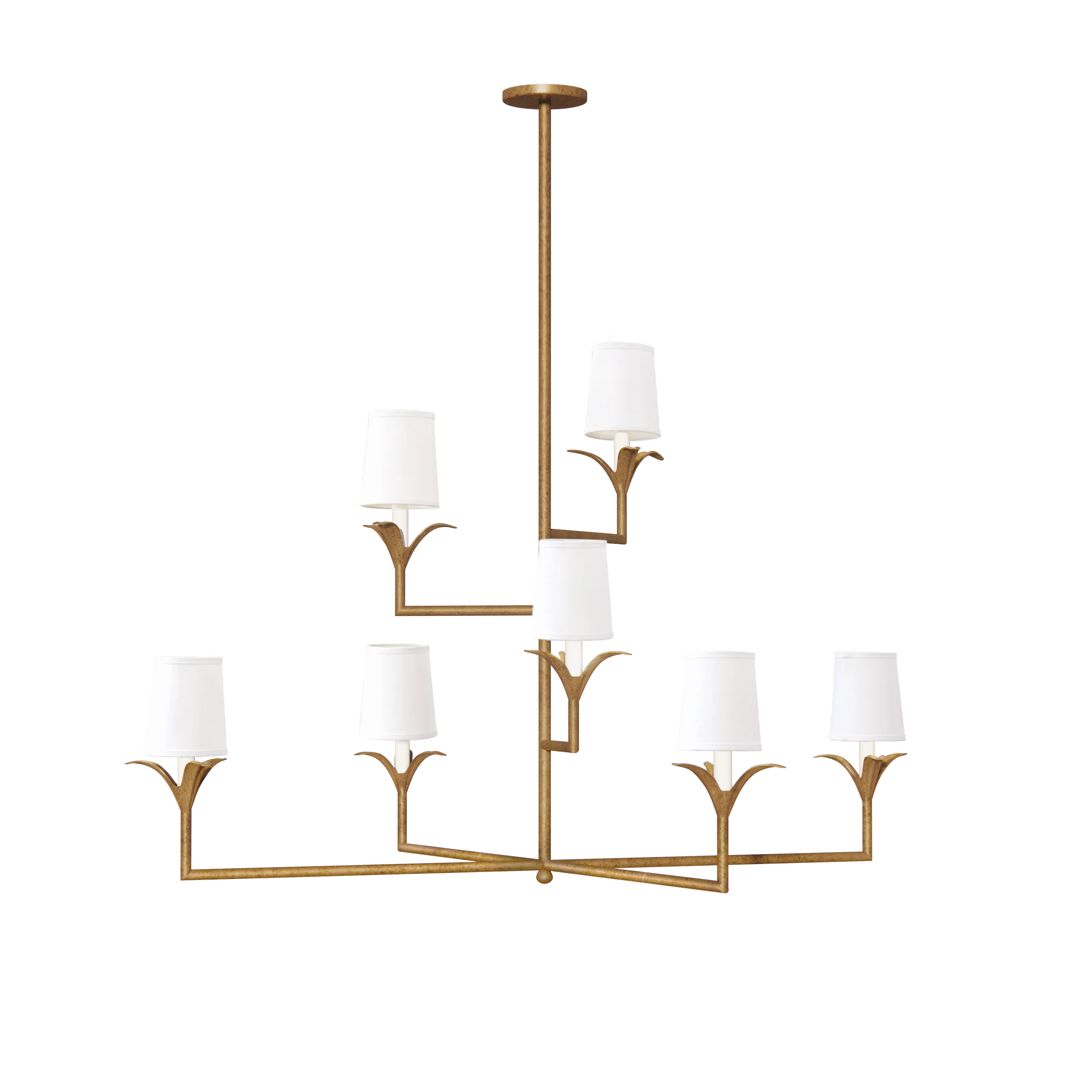 Lily Stems Chandelier in Aged Gold