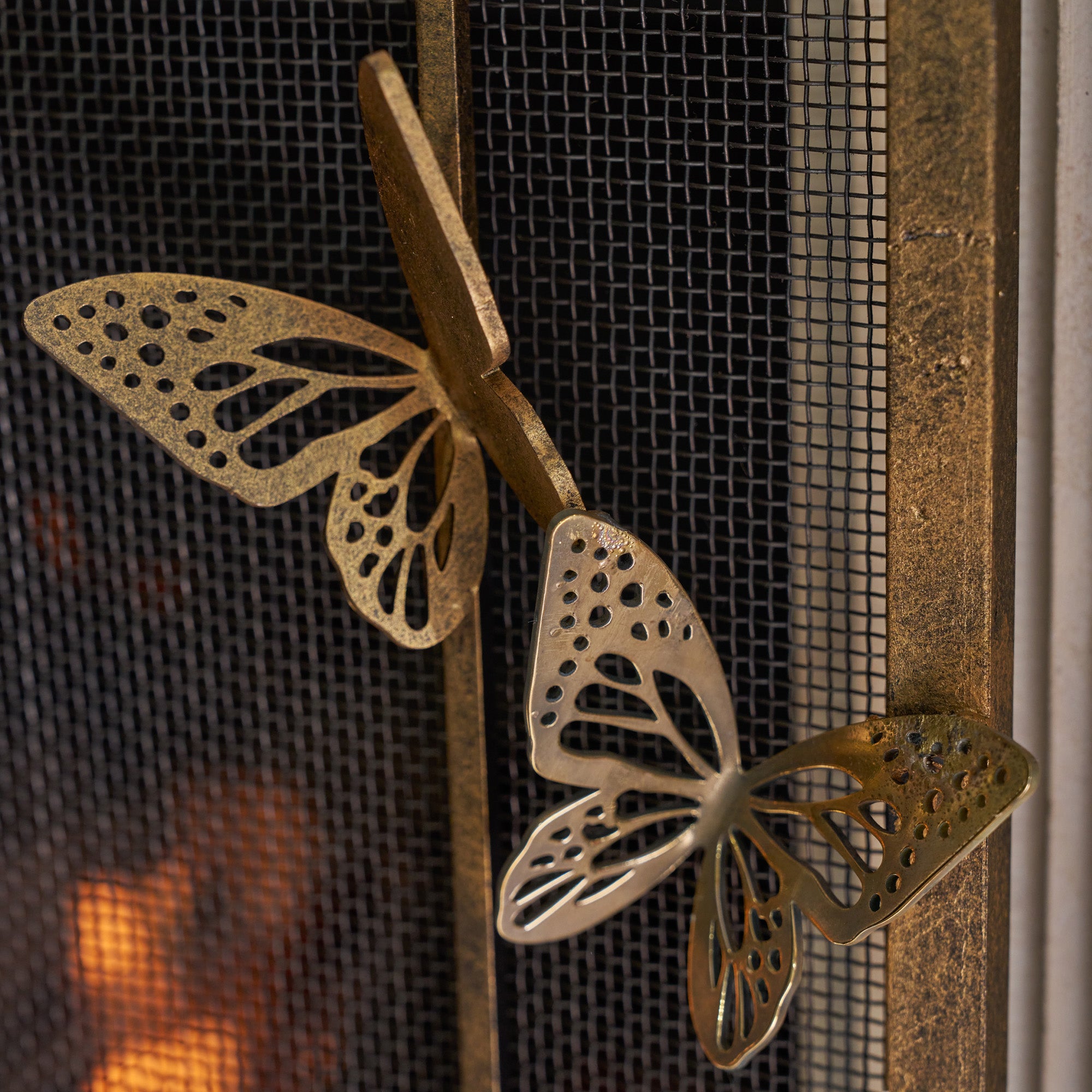 Monarch Fireplace Screen in Aged Gold