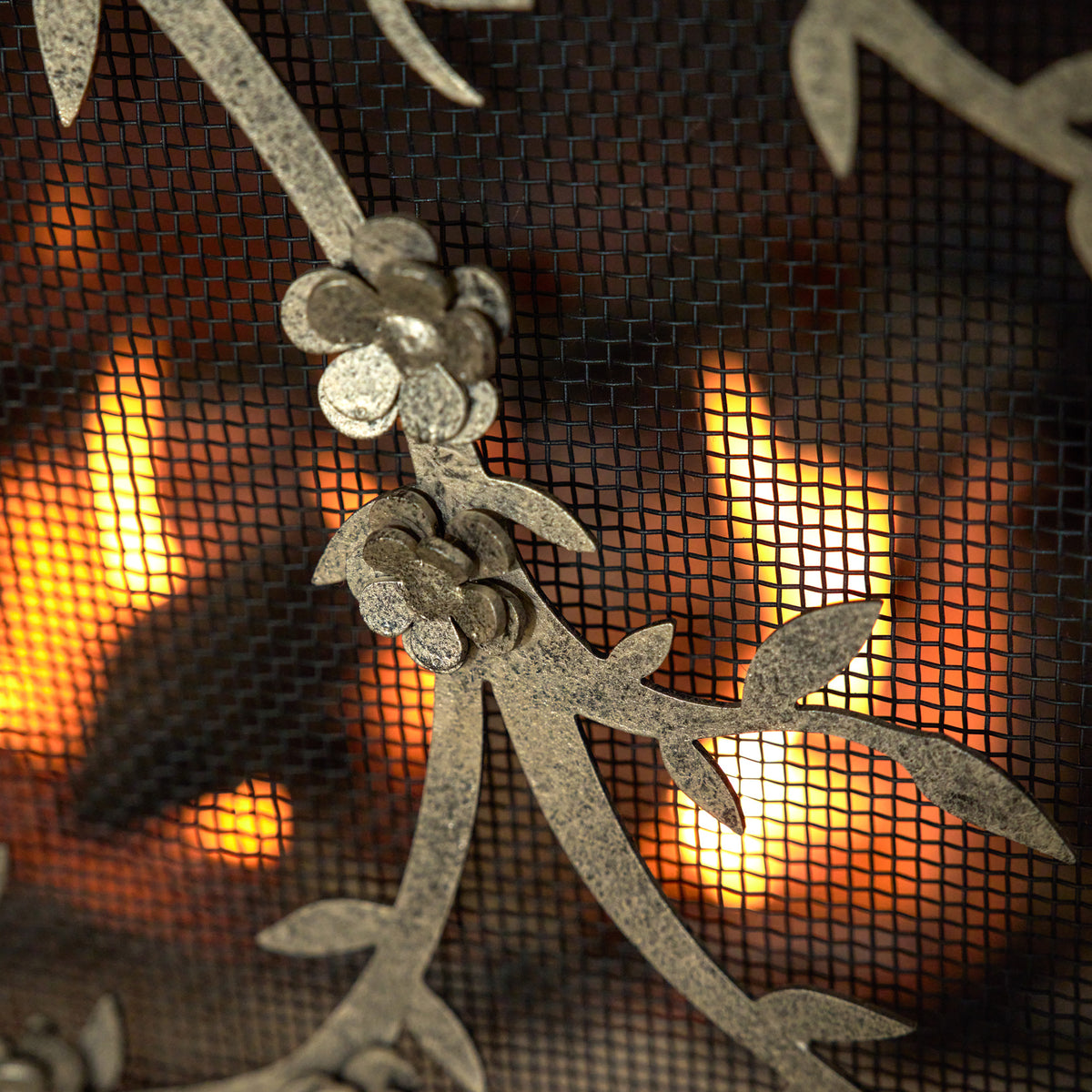Plum Blossom Fireplace Screen in Aged Gold