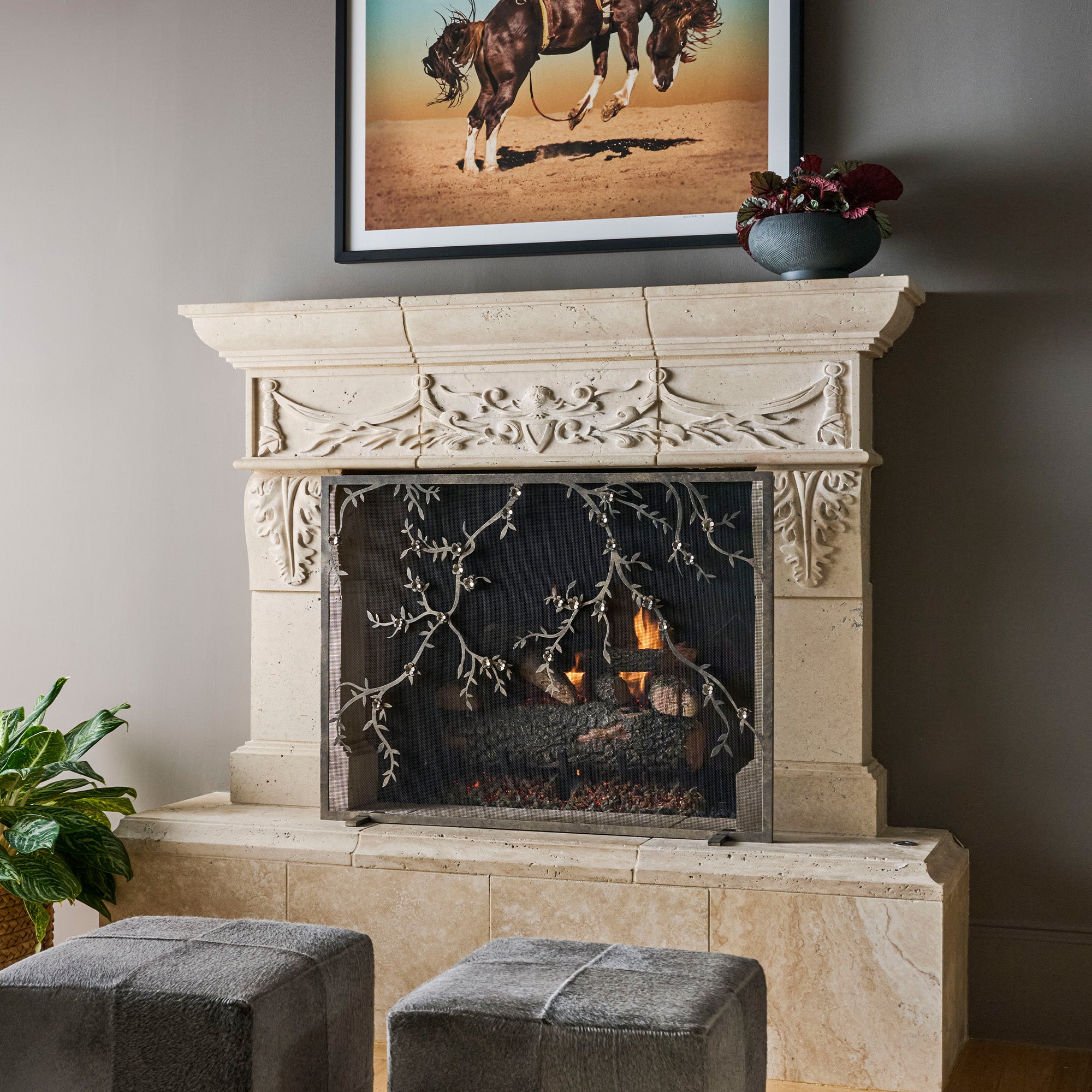 Plum Blossom Fireplace Screen | Claire Crowe Collection