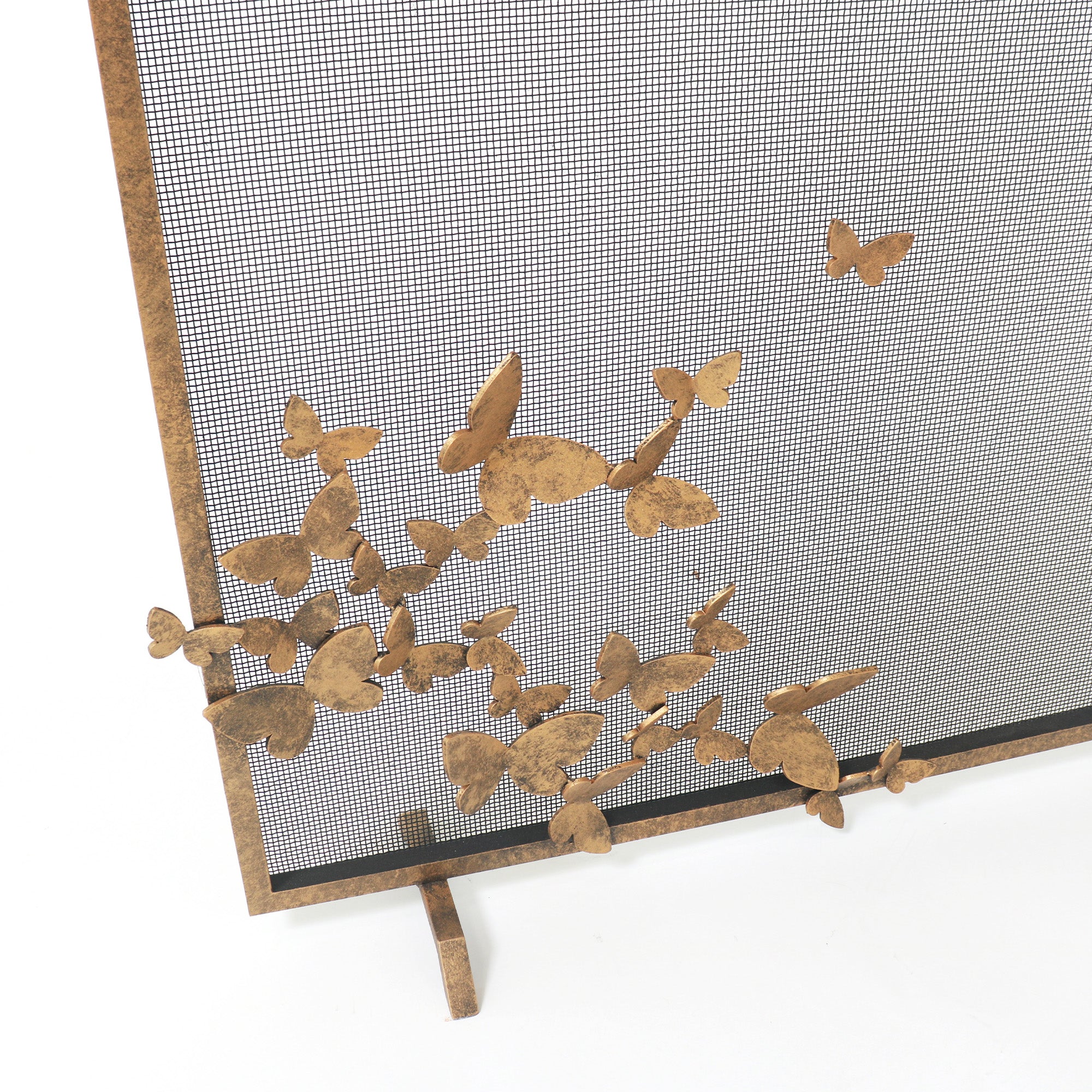 Butterfly Fireplace Screen, Lighter in Aged Gold