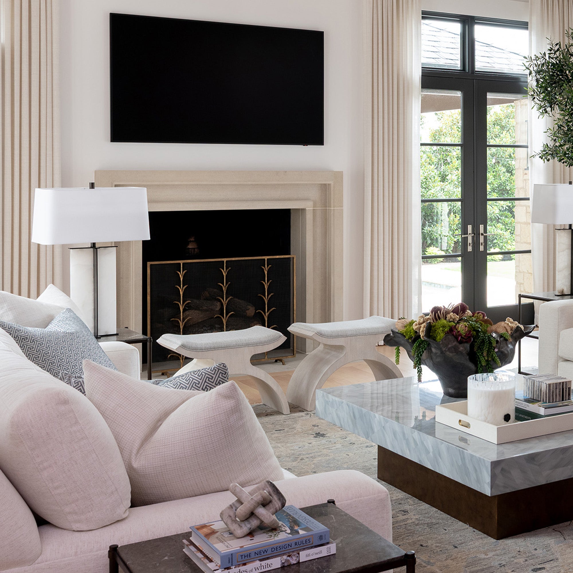 Lily Stems Fireplace Screen