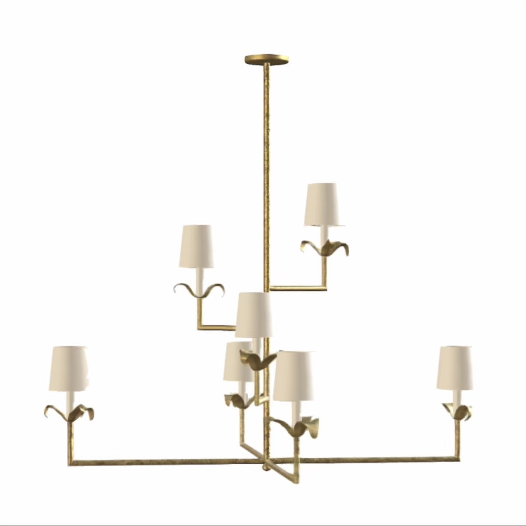 Load video: Lily Stems Chandelier in Aged Gold