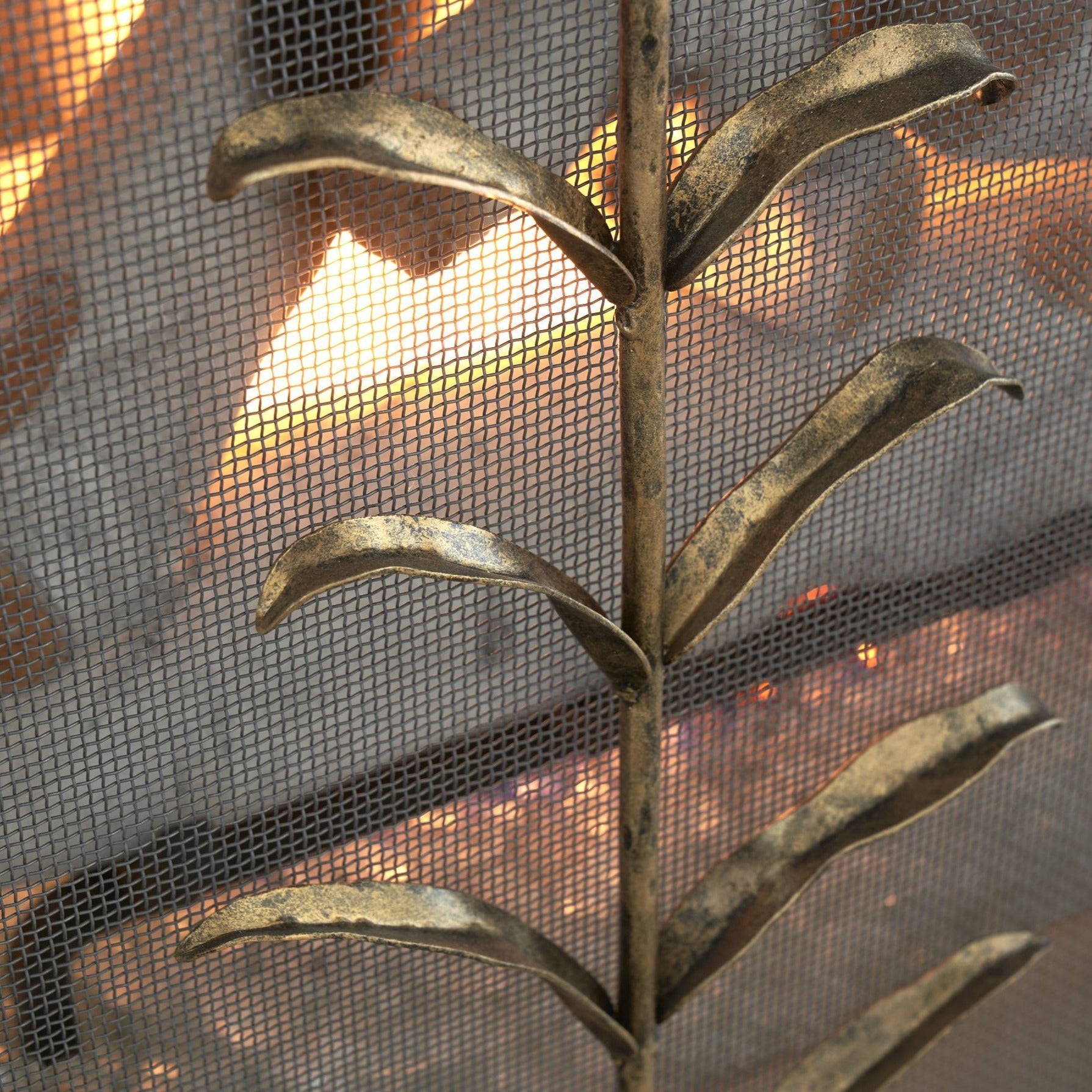 Lily Stems Fireplace Screen in Aged Gold