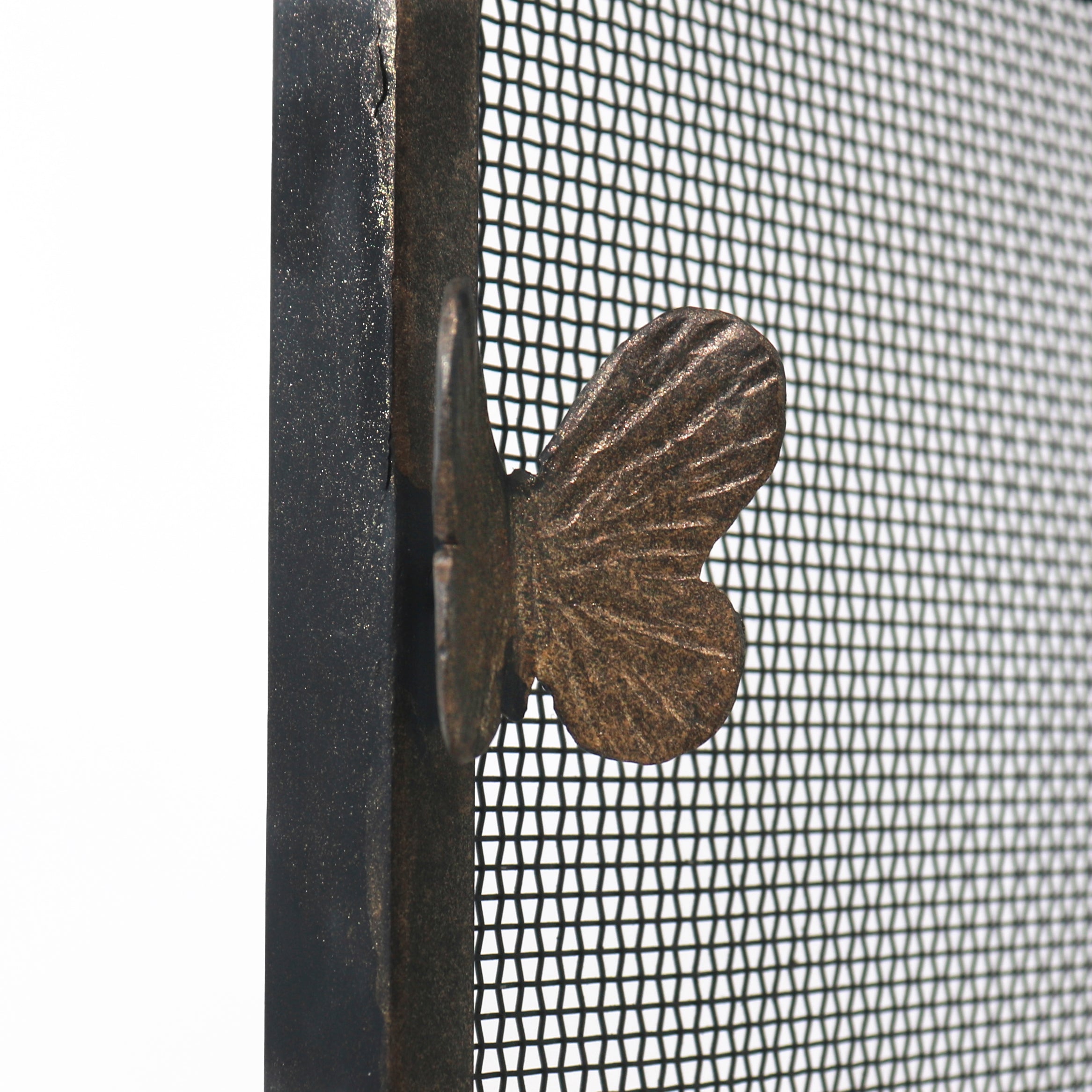 Butterfly Handles Fireplace Screen in Warm Black