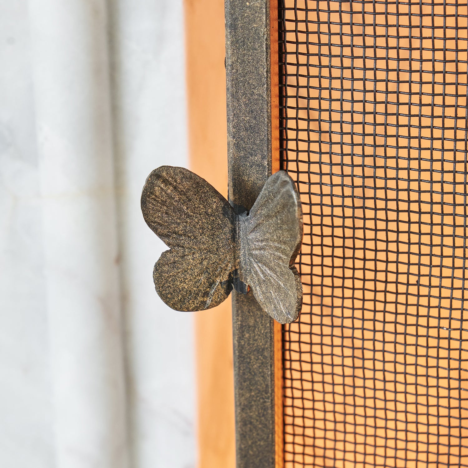 Butterfly Handles Fireplace Screen in Warm Black