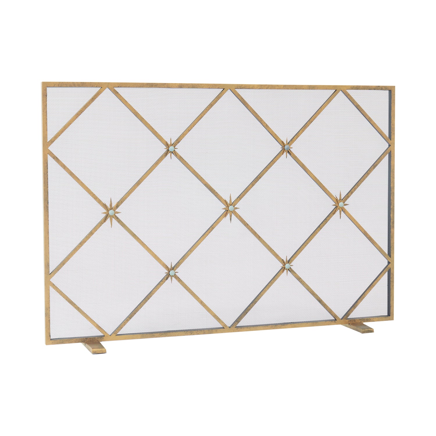 Celeste Fireplace screen angled in aged gold finish