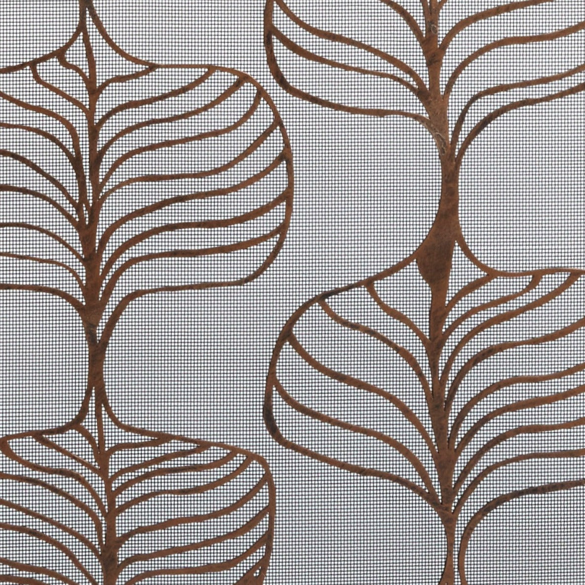 Fig Leaf Fireplace Screen detail image in Rose Gold Finish