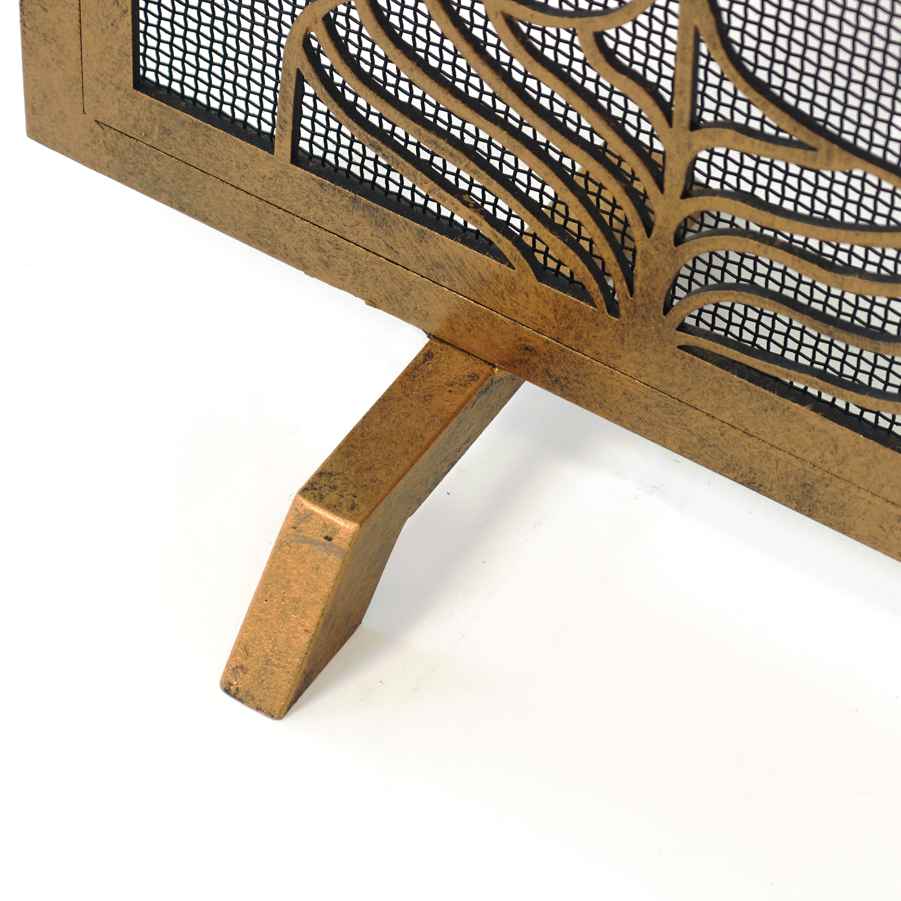 Fig Leaf Fireplace Screen in Aged Silver