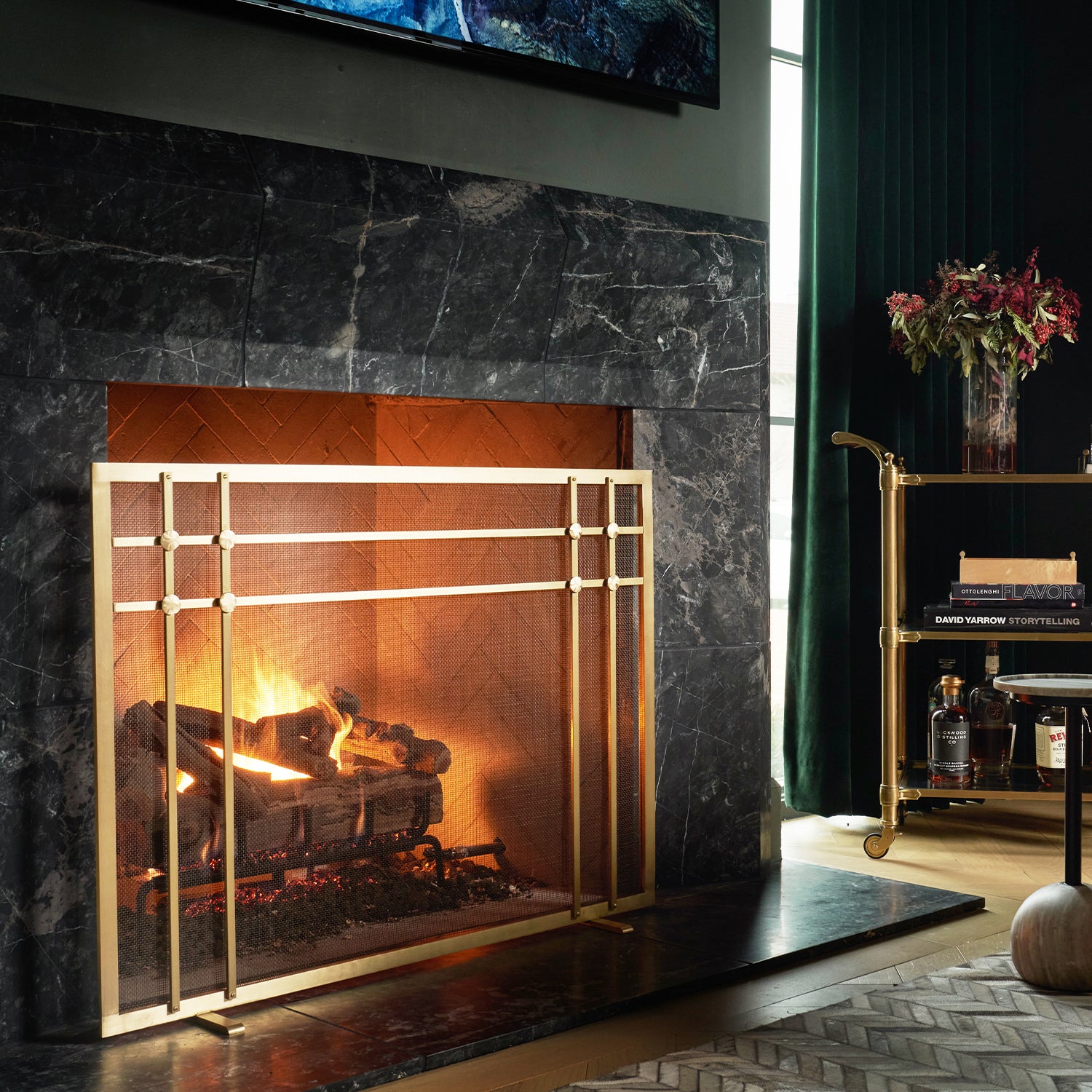 Henry Fireplace Screen - Brass