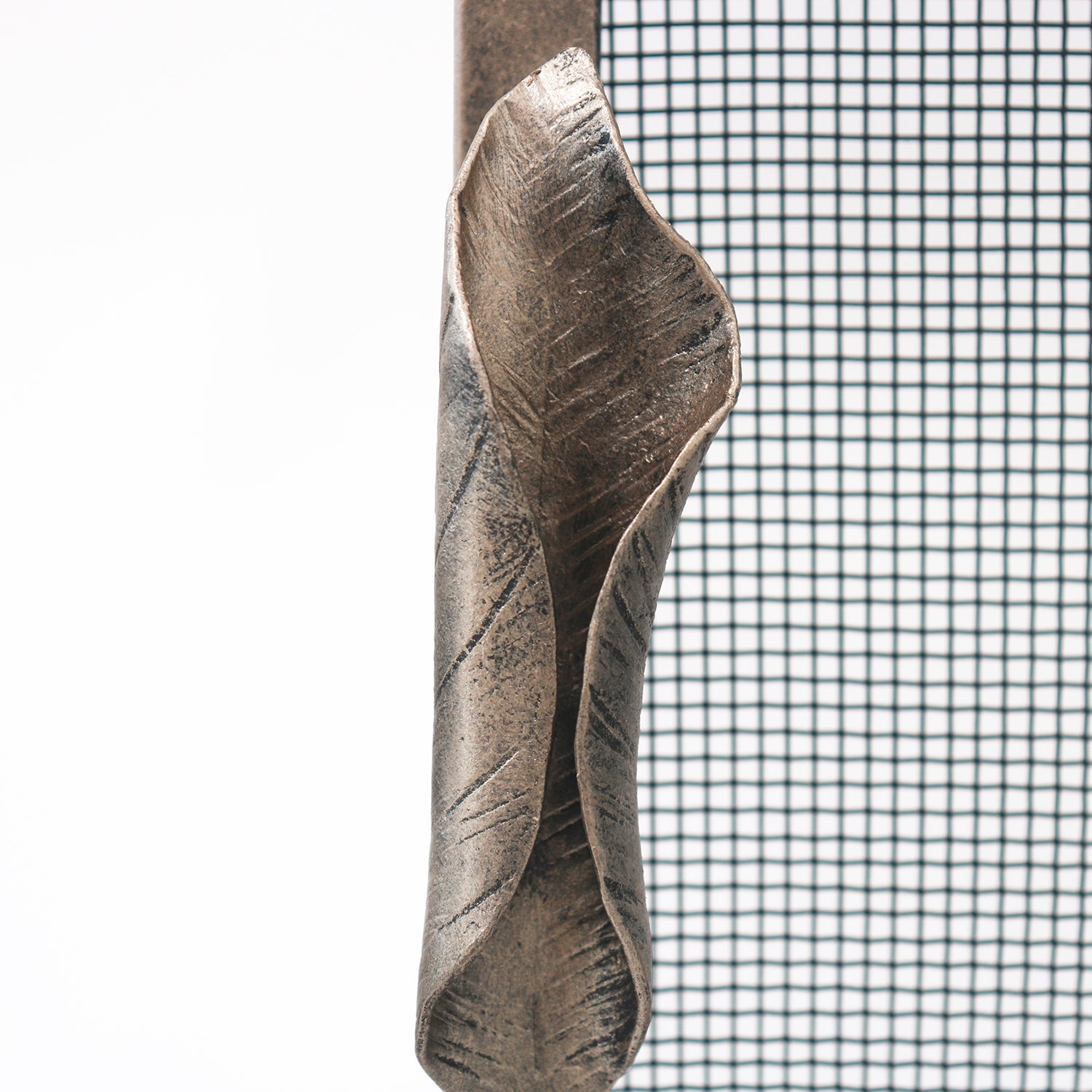 Leaf Handles Fireplace Screen in Warm Silver