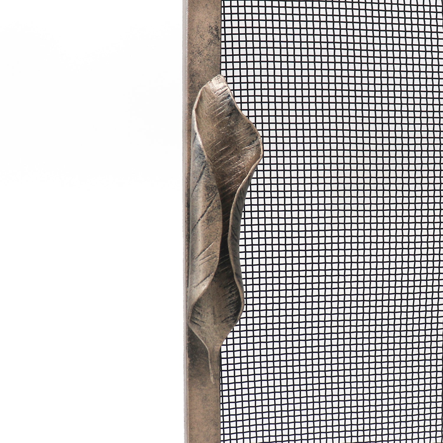 Leaf Handles Fireplace Screen in Warm Silver