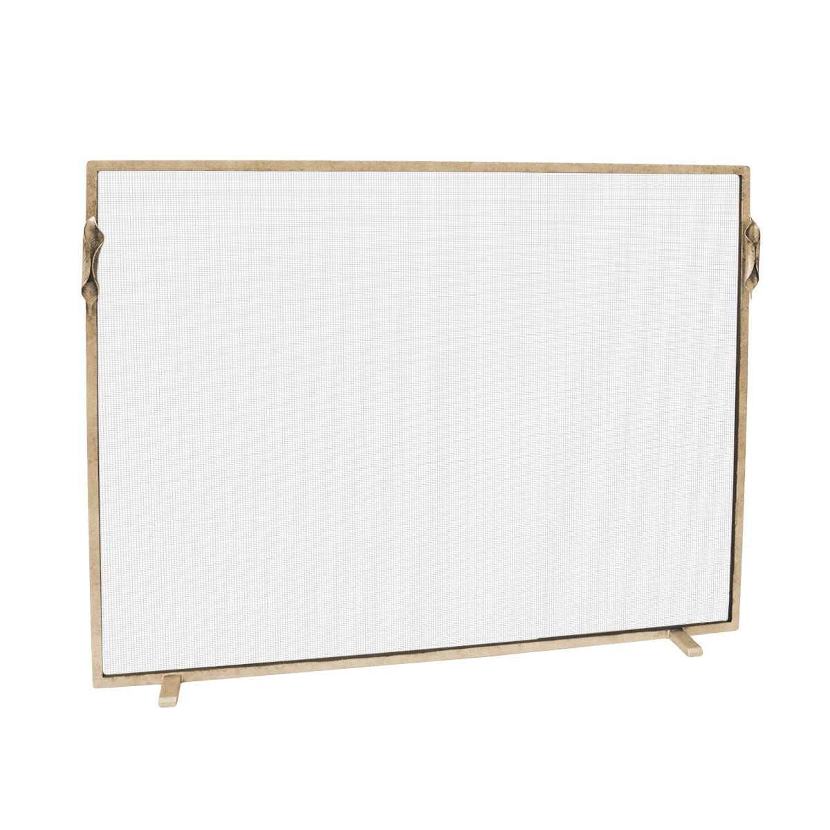 Leaf Handles Fireplace Screen in Warm Silver