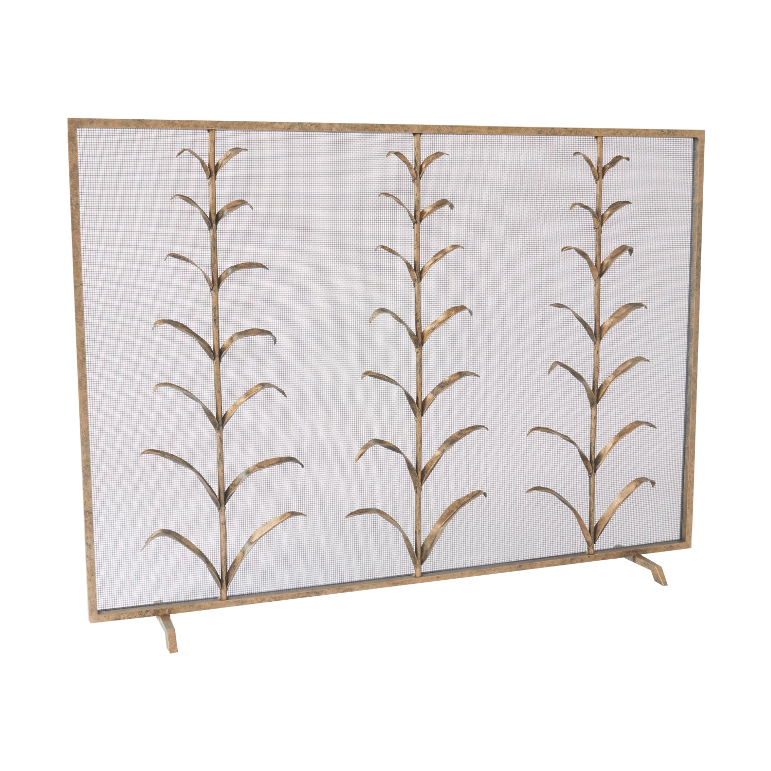 Lily Stems Fireplace Screen in Aged Gold