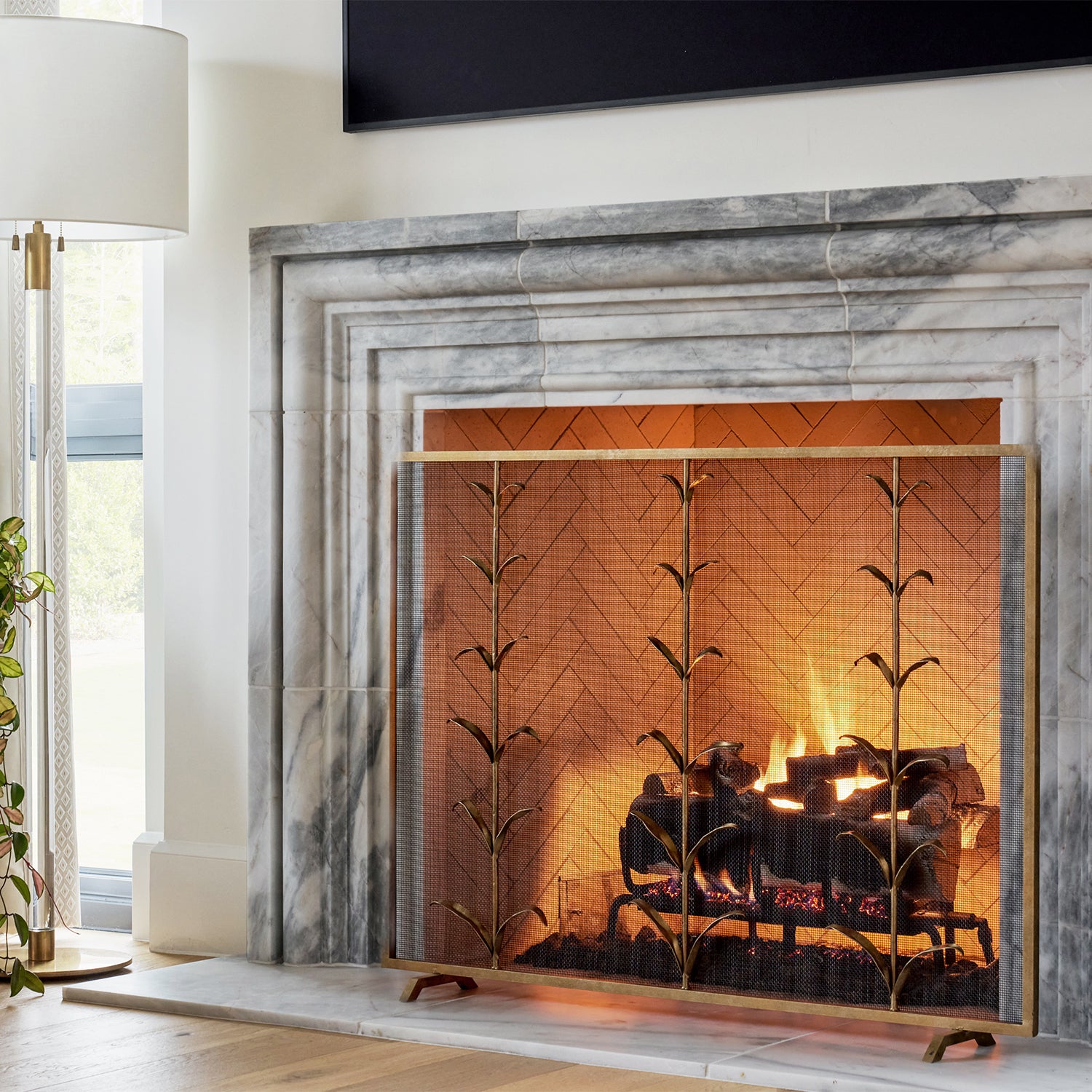 Lily Stems Fireplace Screen