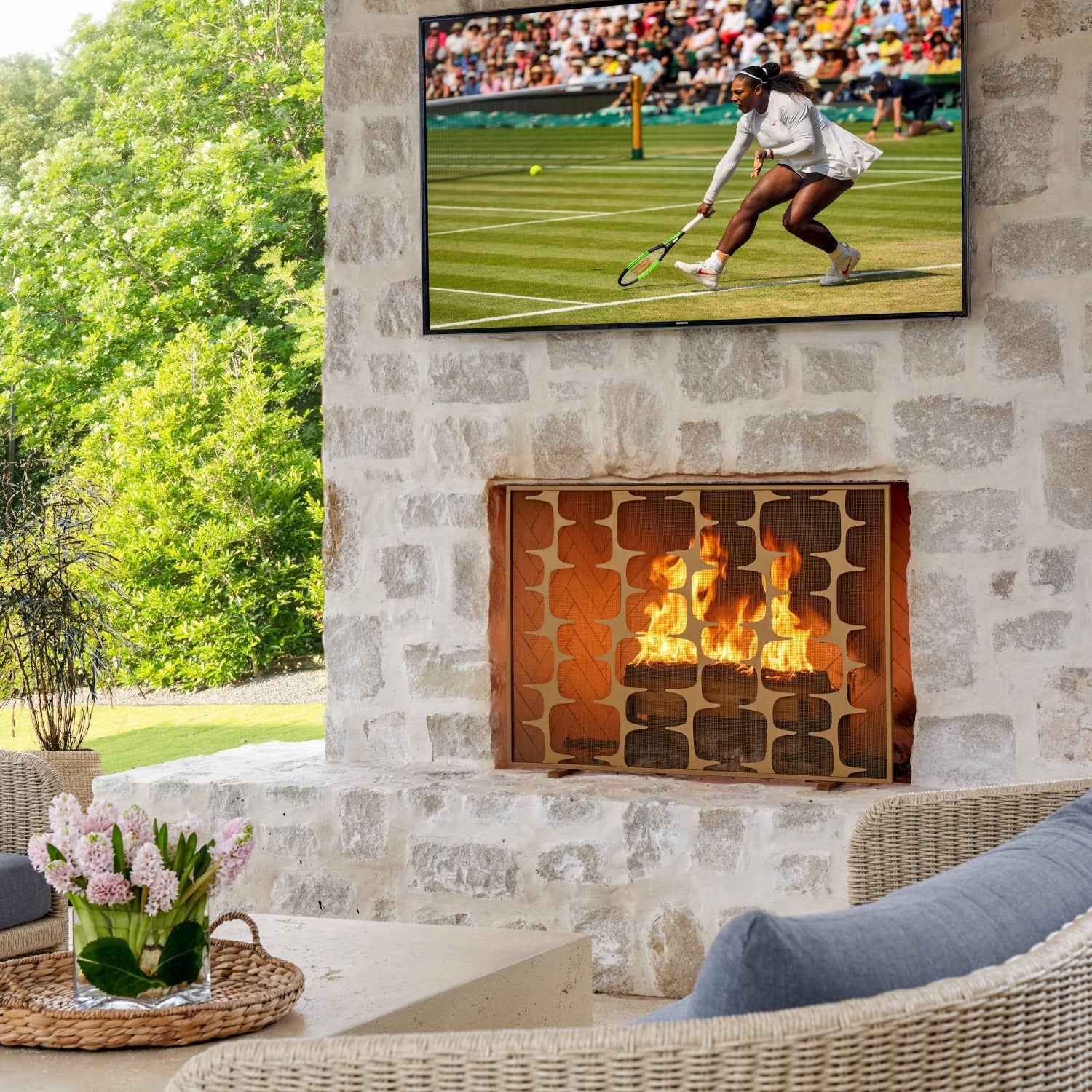 River Rock Fire Screen