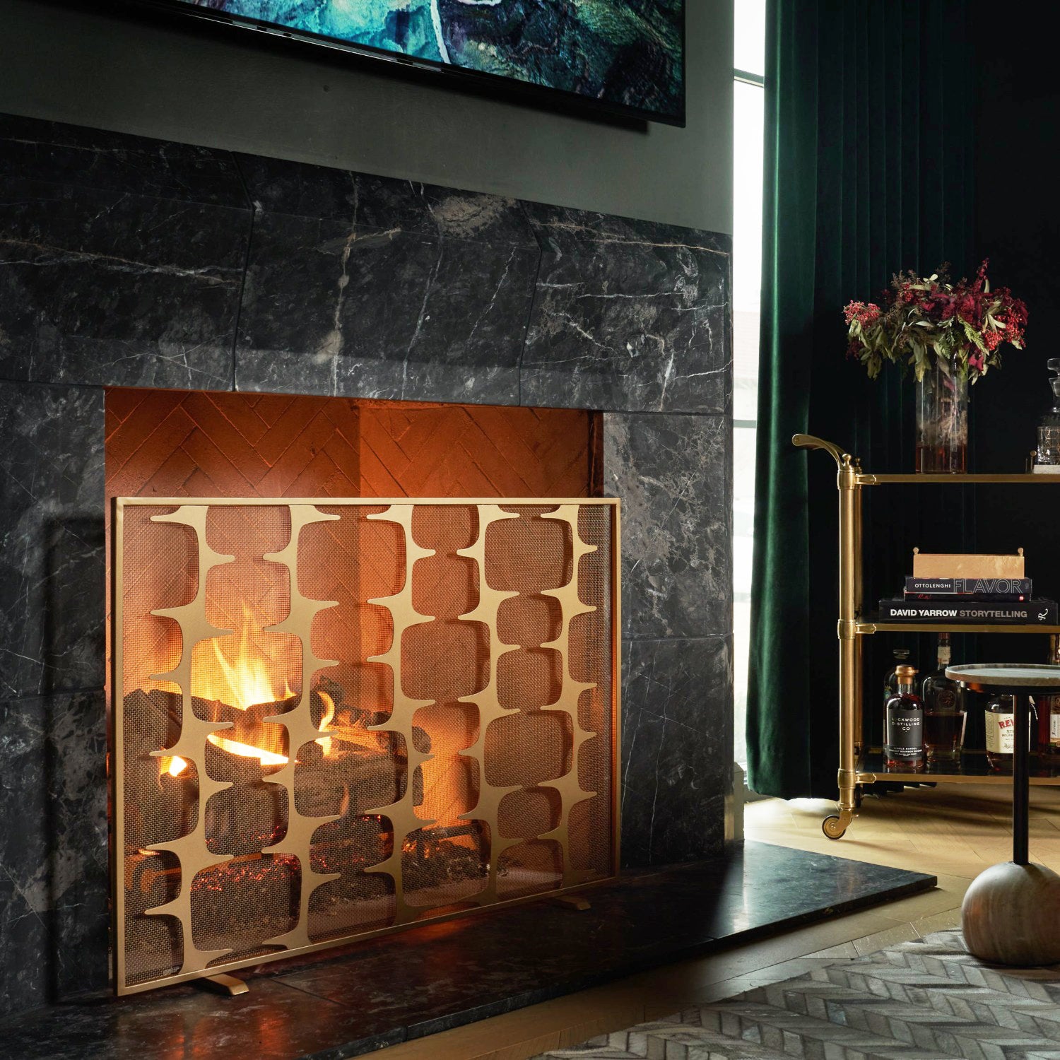 River Rock Fire Screen