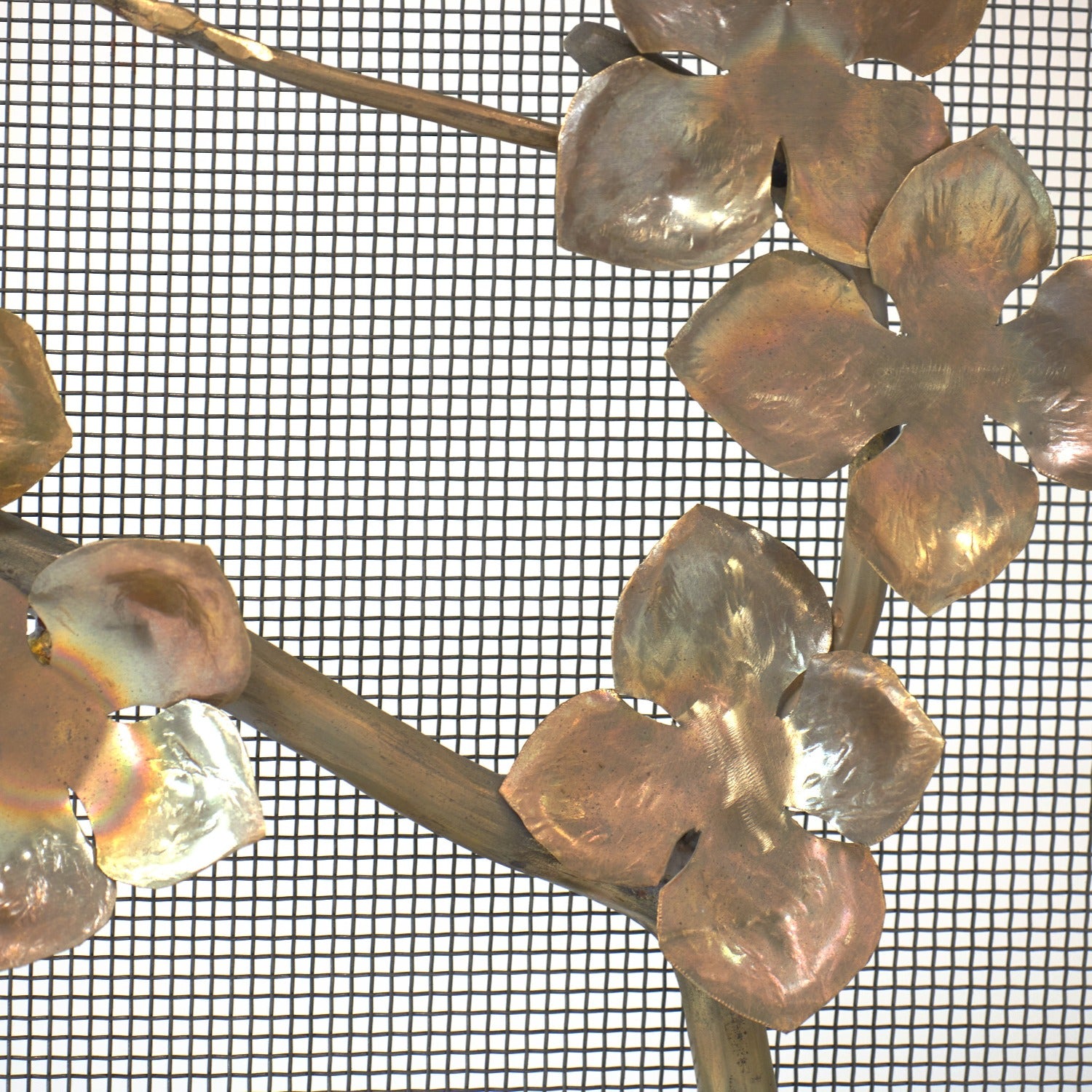 Sakura Fireplace Screen showing detail of Japanese Cherry Blossom and stems